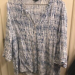 Jones New York Hi Low Tunic Blouse 3/4 Sleeves Size 2X New